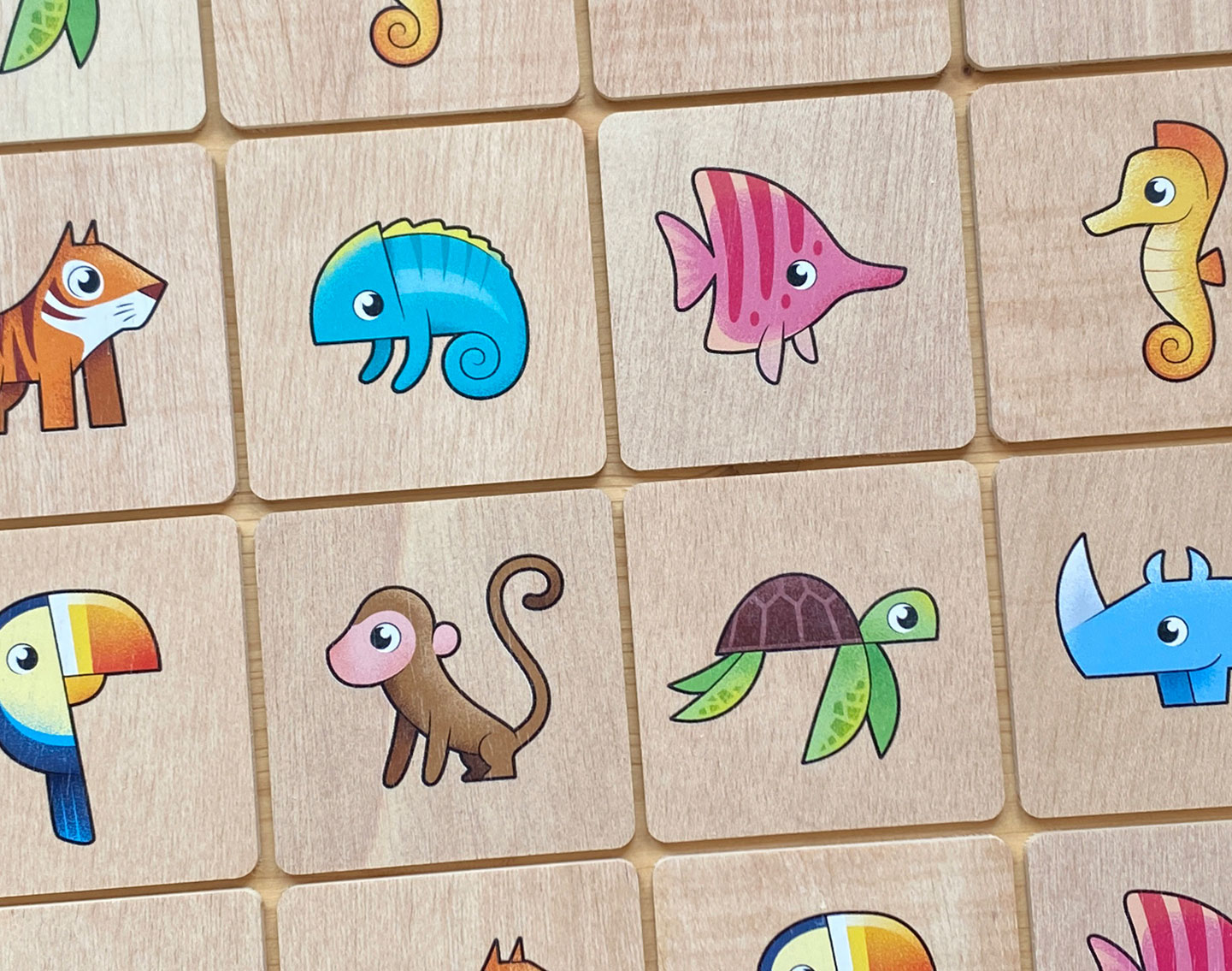 Animals for Wood Memory Game